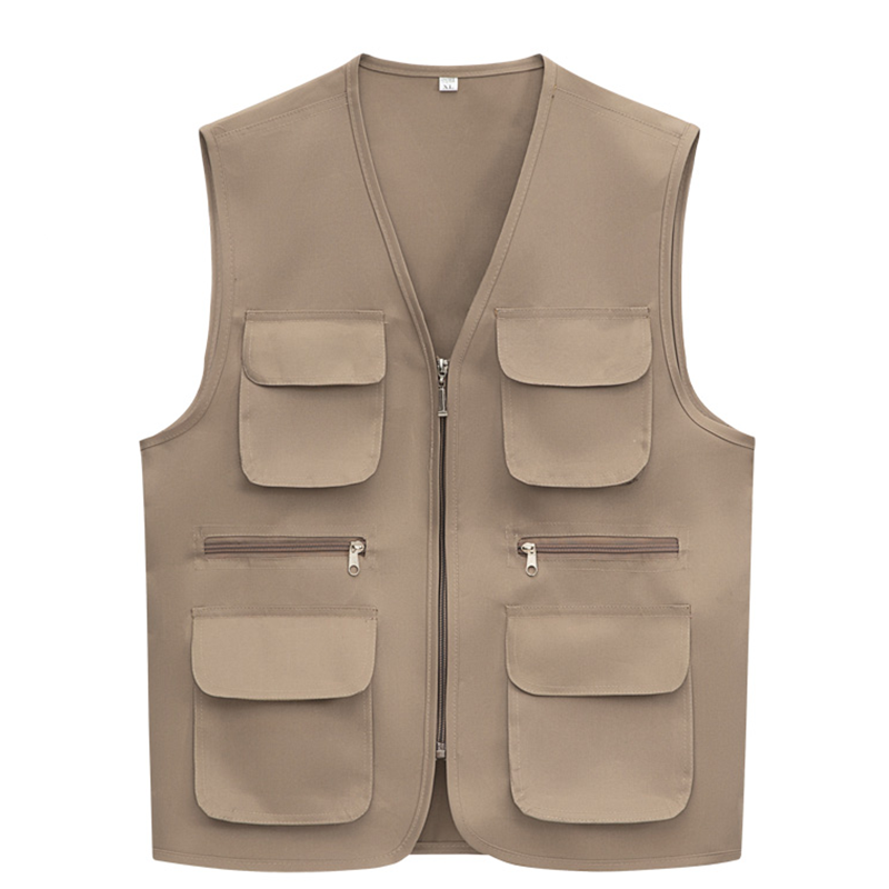户外立体多口袋马甲V领拉链工装马甲背心坎肩男女